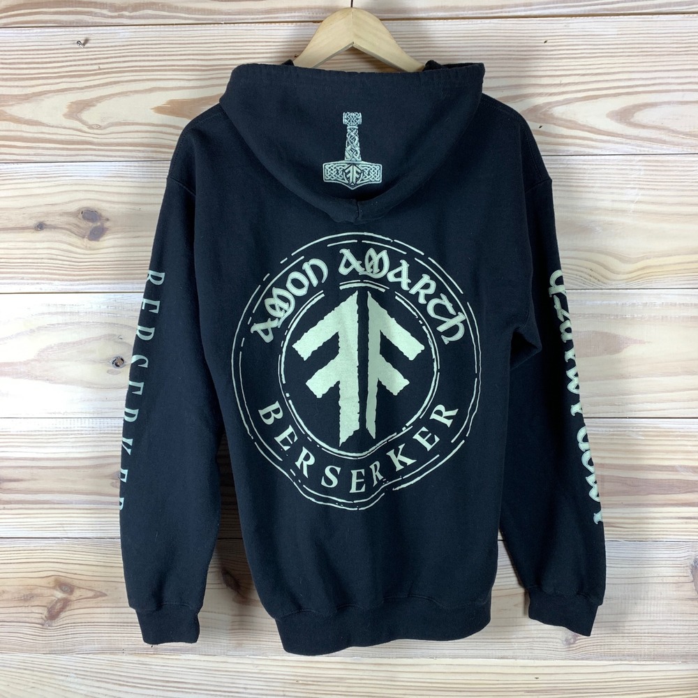 Amon Amarth Hoodie Men M Black Berserker Zip Up Viking Metal Band